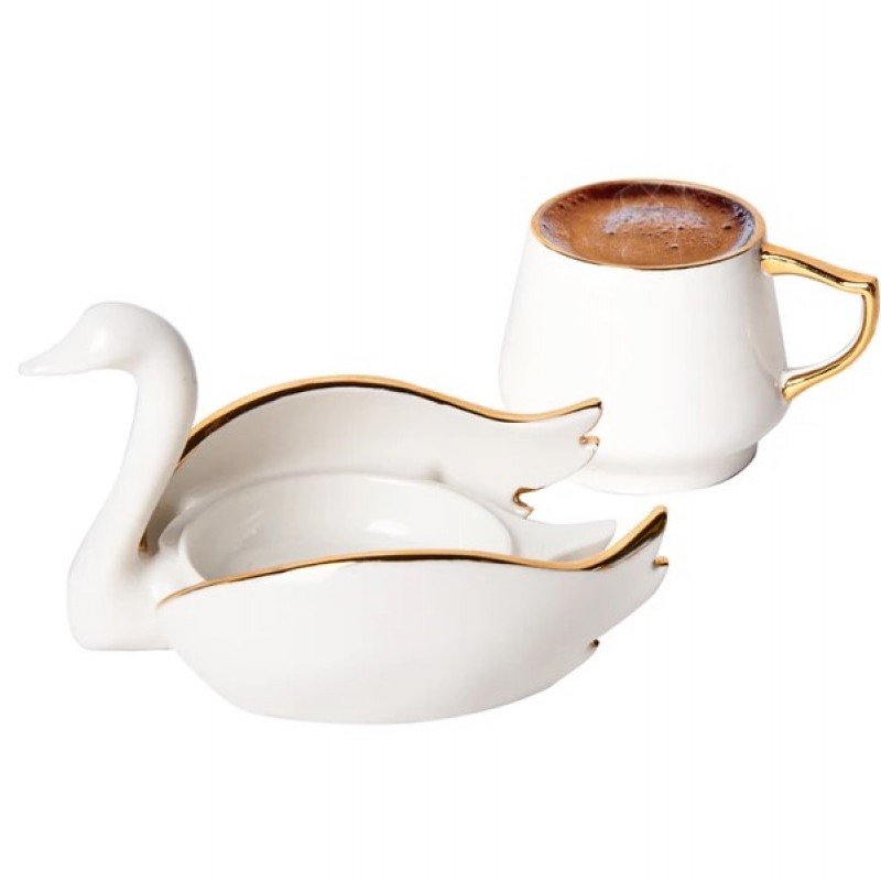 Karaca Swan Coffe Cups Караджа Лебед чаши за кафе 2 броя Karaca Swan Coffe Cups Караджа Лебед чаши за кафе 2 броя